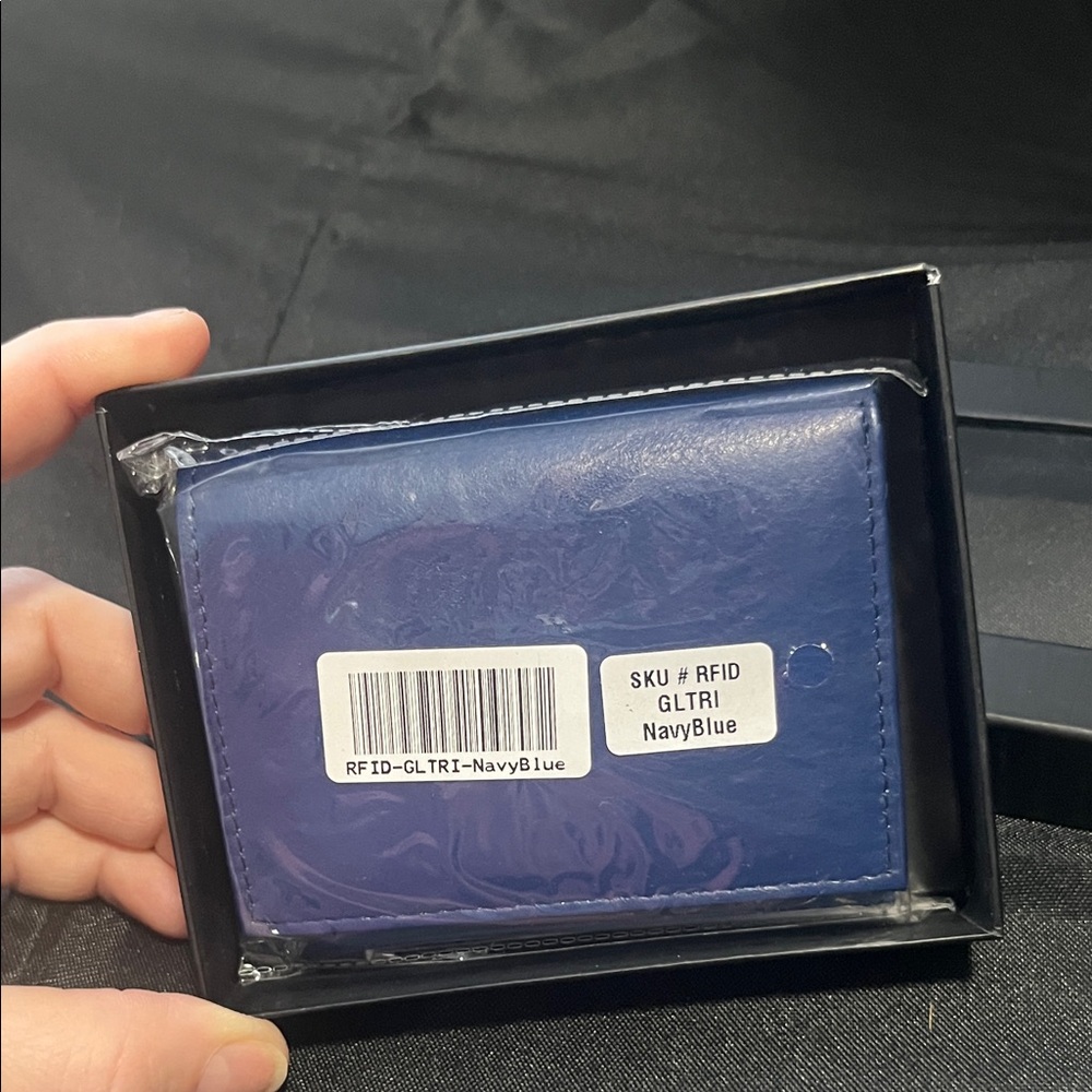 Navy Blue Leather RFID Wallet